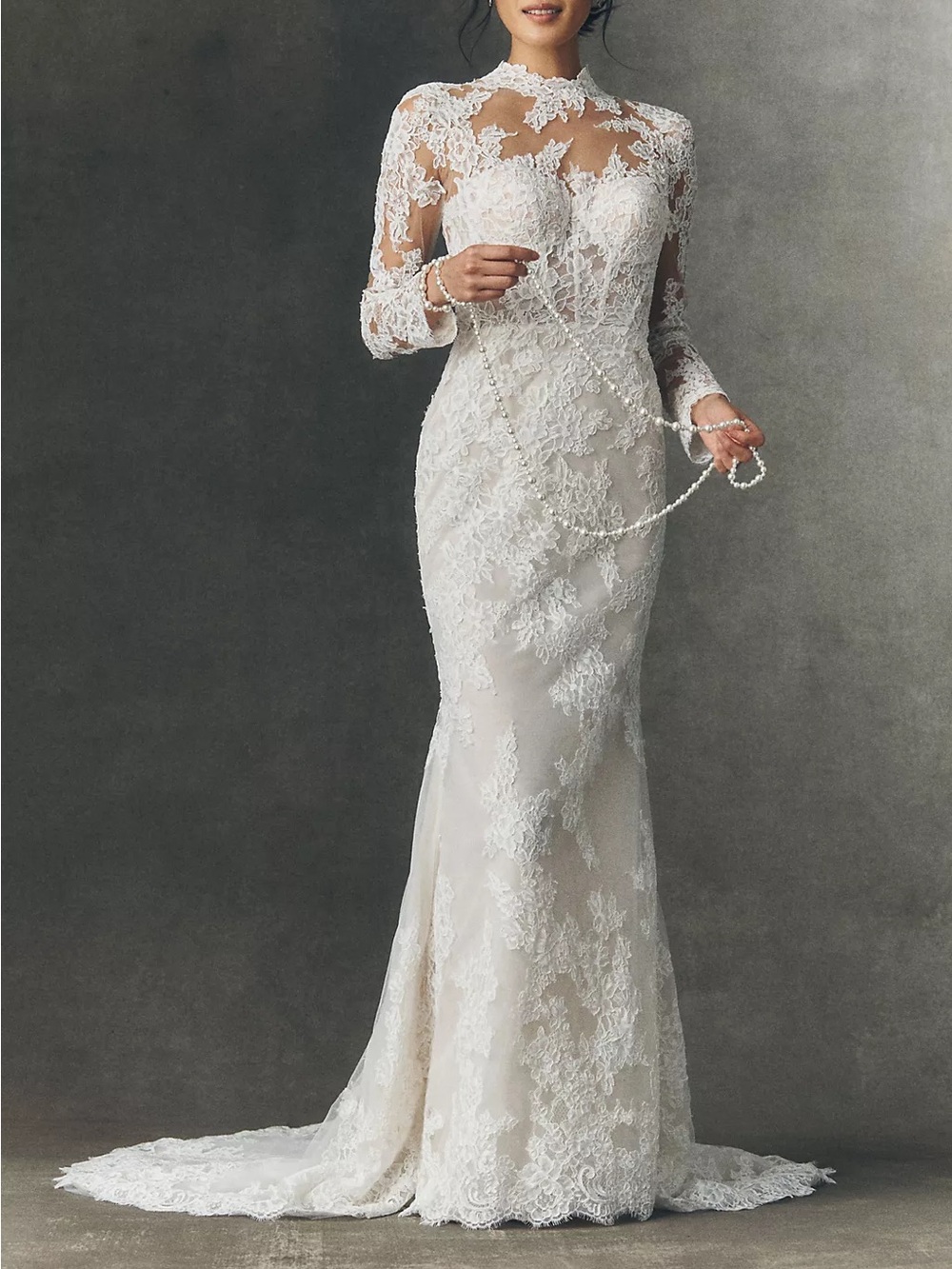 Brand New Pronovias x Anthropology long sleeve lace wedding dress gown